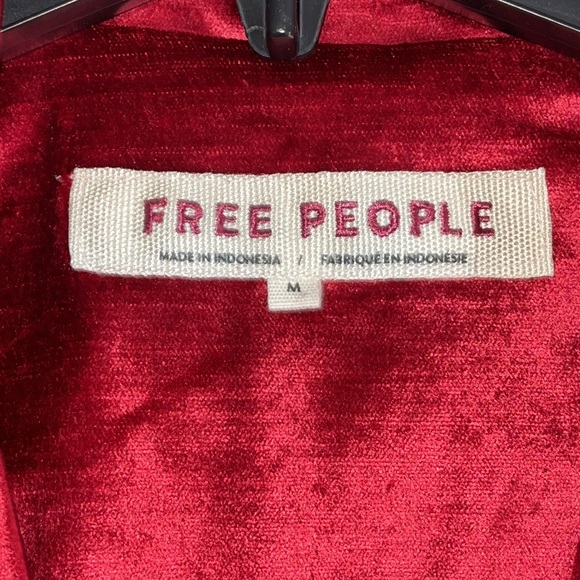 FREE PEOPLE Ashby Brushed Velvet Holiday Christmas Red Blazer Oversized Size M - Picture 8 of 16